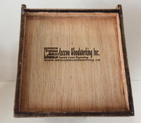 bottom view of the wooden wine gift box with Asccoa company logo.