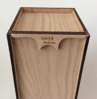 view of the top and finger grip of the wooden wine gift box