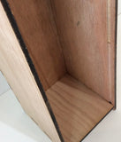 showing the inside view and dado of a wooden wine box.