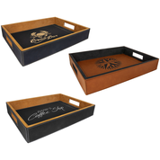 wood serving trays with three options shown.